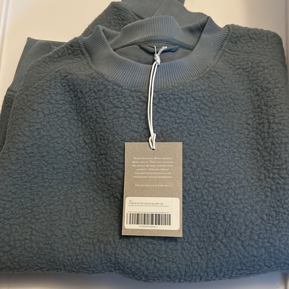 Everlane blue grey teddy fleece pullover size XS new - Picture 2 of 3